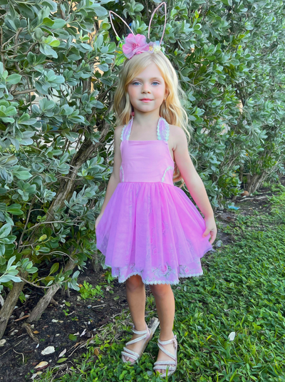 Snuggle Bunny Embroidered Tulle Overlay Dress - Mia Belle Girls