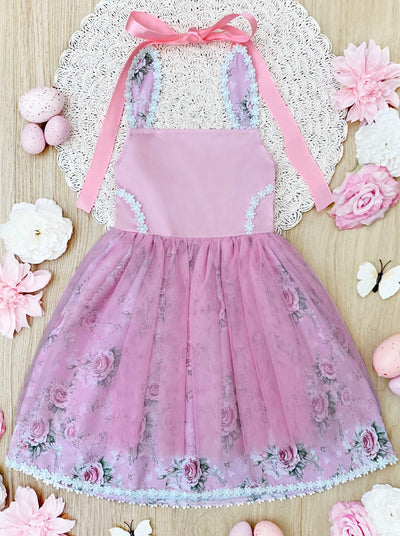 Snuggle Bunny Embroidered Tulle Overlay Dress - Mia Belle Girls