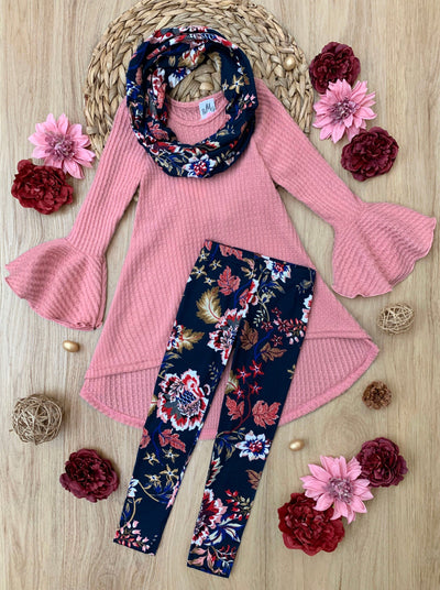 Abigail Peach Tunic Paisley Leggings & Scarf Set - Mia Belle Girls