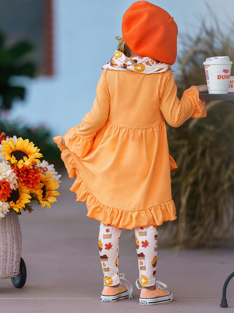 Girls Everyday Fall | Ruffle Tunic Legging Scarf Set - Mia Belle Girls