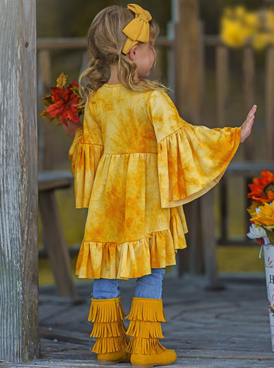 Girls Fall Clothes | Zoe Boho Golden Tie-Dye Tunic - Mia Belle Girls