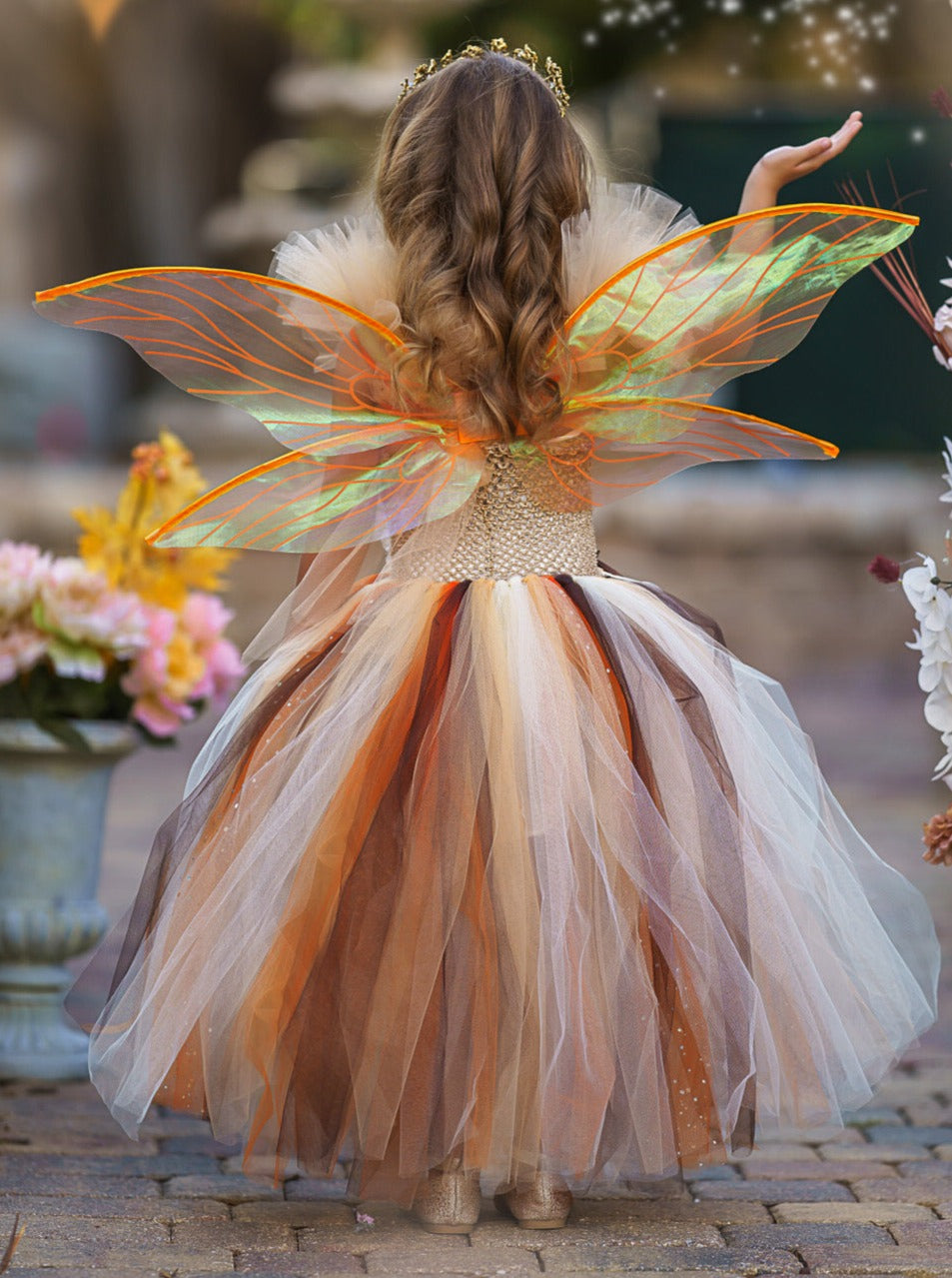 Kids Halloween Costume | Girls Golden Fairy Sparkle Tutu Dress