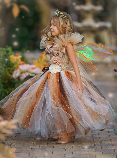 Kids Halloween Costume | Girls Golden Fairy Sparkle Tutu Dress