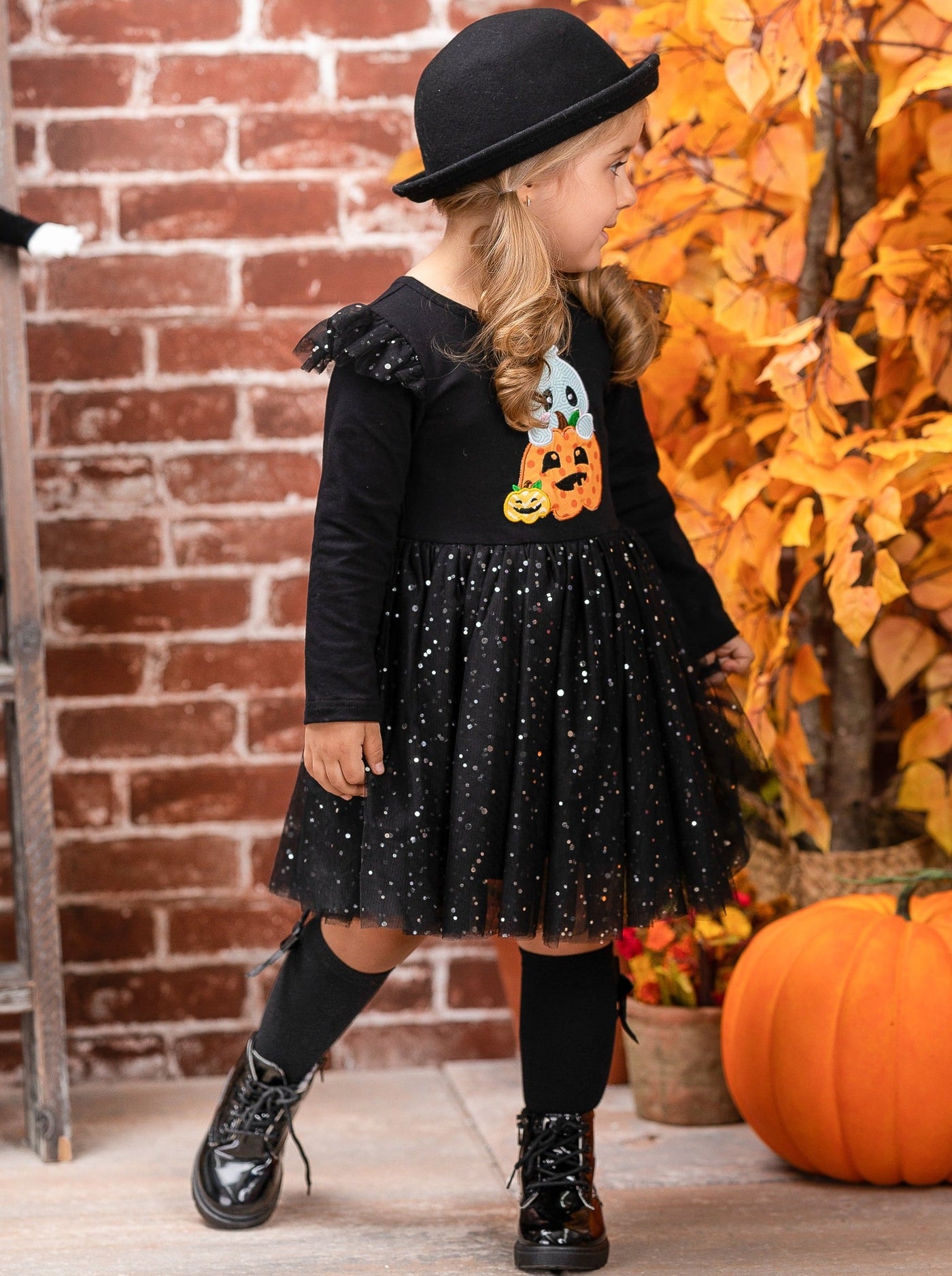 Girls Halloween Apparel | Toddlers Ghost Sequin Sparkle Tutu Dress