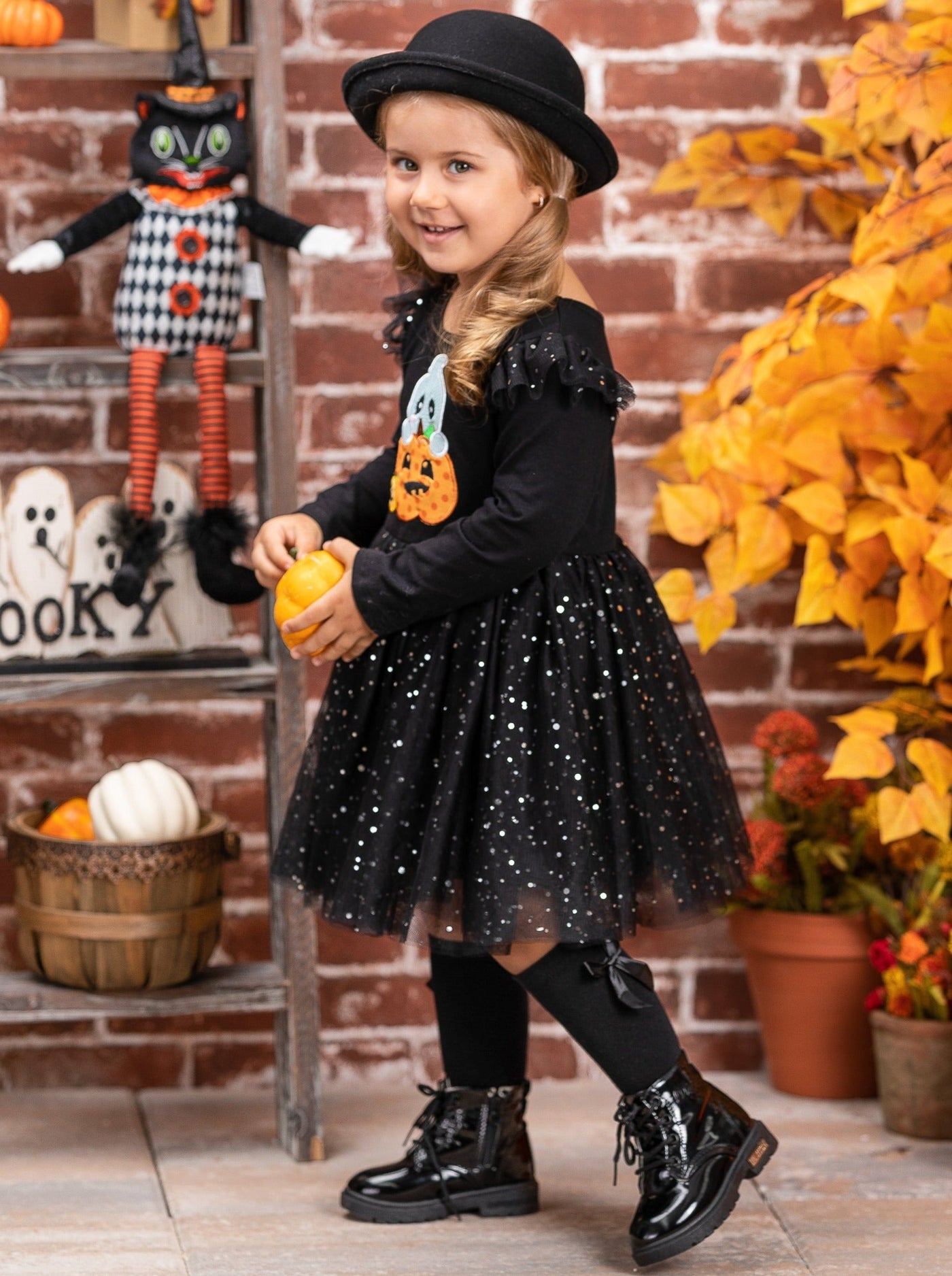 Girls Halloween Apparel | Toddlers Ghost Sequin Sparkle Tutu Dress