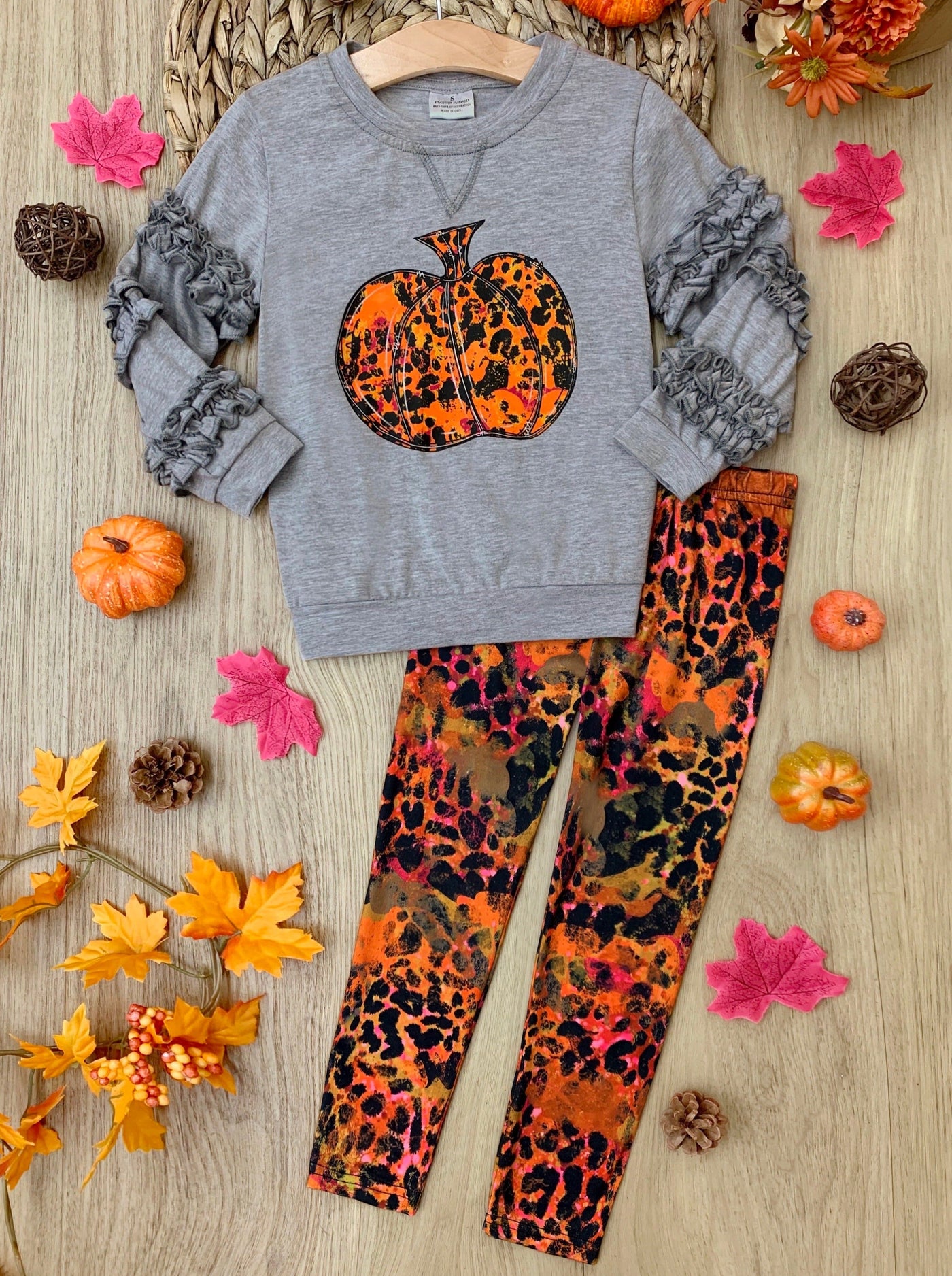 Girls Fall Clothes | Frill Pullover & Legging Set - Mia Belle Girls
