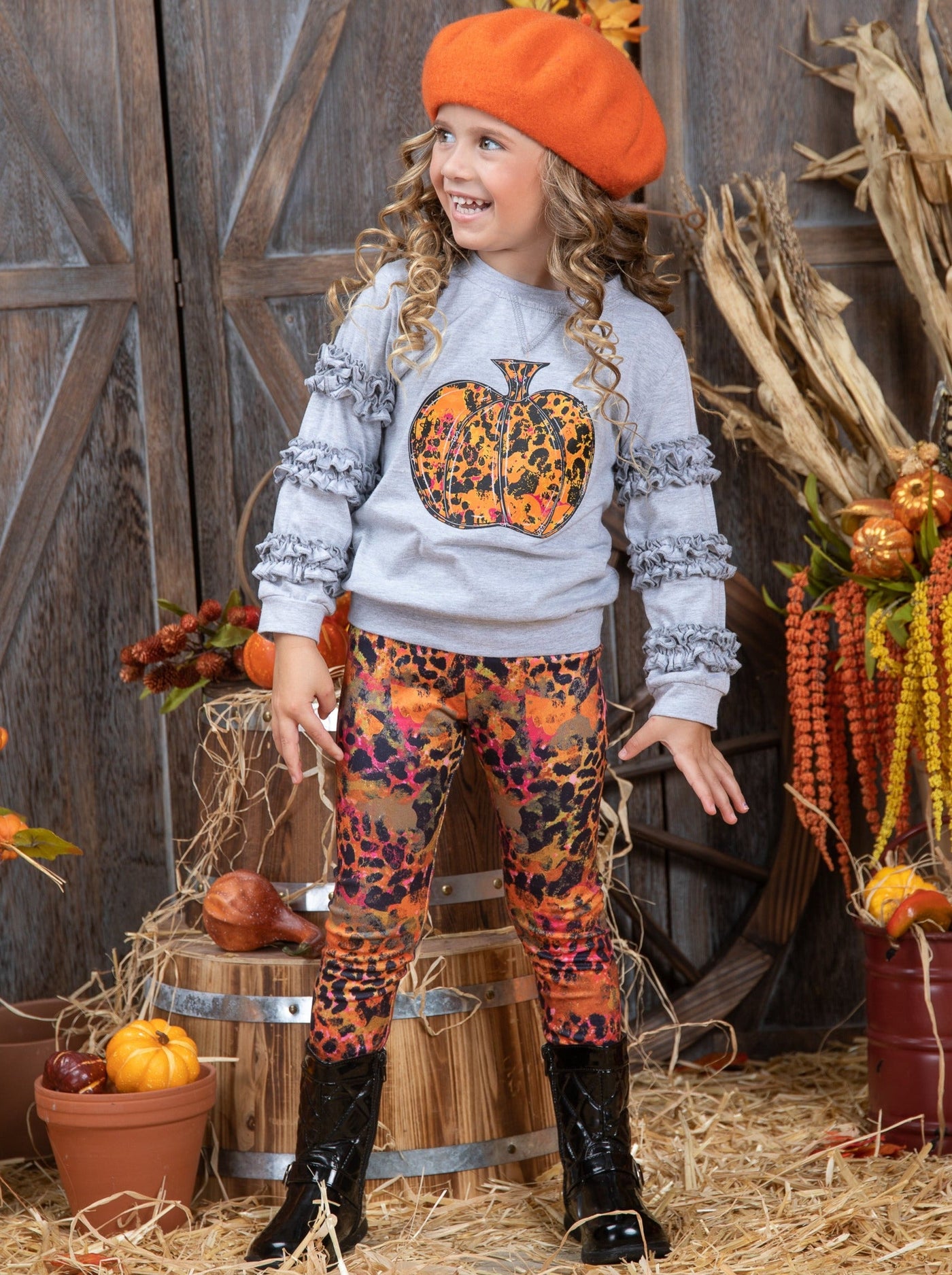 Girls Fall Clothes | Frill Pullover & Legging Set - Mia Belle Girls