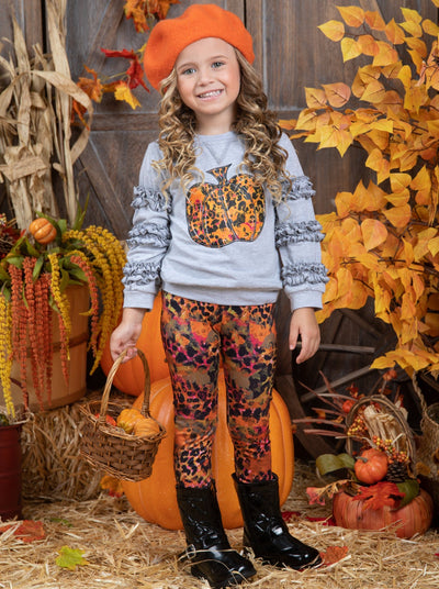 Girls Fall Clothes | Frill Pullover & Legging Set - Mia Belle Girls