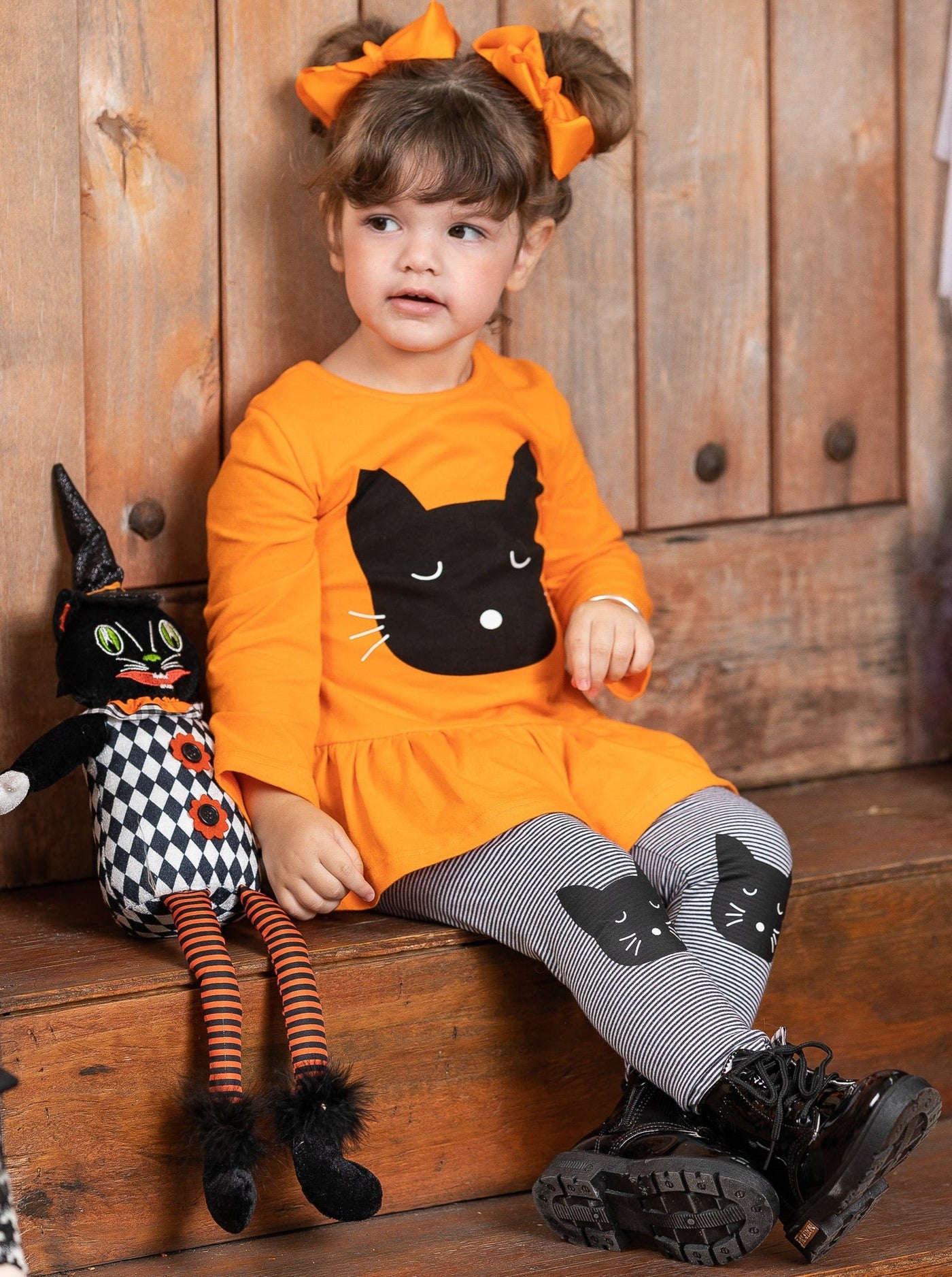 Girls Halloween Outfit | Tunic, Leggings & Purse Set - Mia Belle Girls