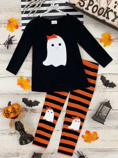Girls Halloween Clothes | Ghost Top & Legging Set - Mia Belle Girls