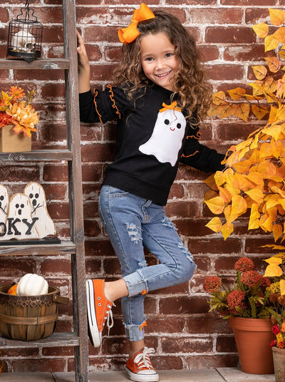 Girls Halloween Apparel Pullover & Cuffed Jeans Set - Mia Belle Girls