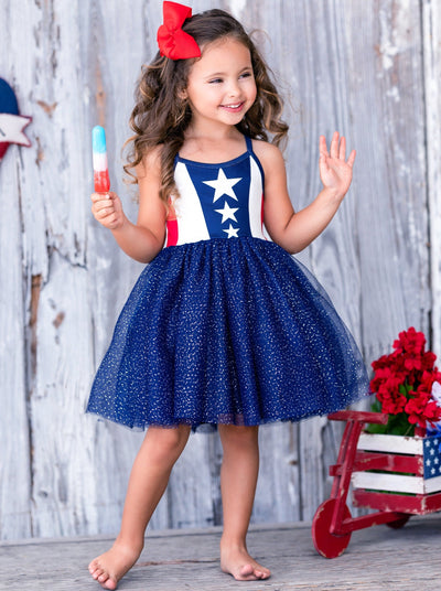 Girls 4th of July Dresses | Star Spangled Glitter Tulle Tutu Dress