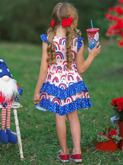 Girls 4th of July Dress | Lace Tiered Ruffle Dress - Mia Belle Girls