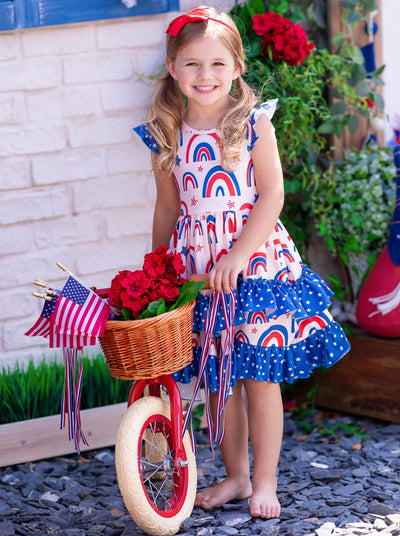 Girls 4th of July Dress | Lace Tiered Ruffle Dress - Mia Belle Girls