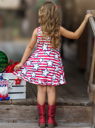 Kids 4th Of July Outfits | Girls Stars & Stripes Ruffle Tank Dress