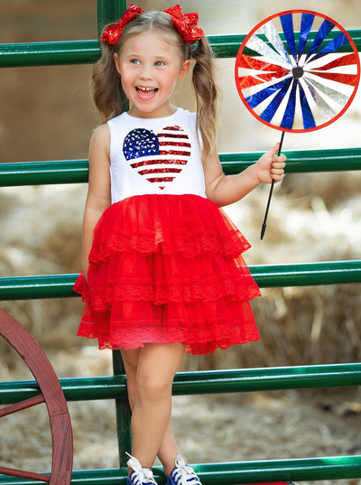 I Heart U.S.A. Lace Tiered Tutu Dress - Mia Belle Girls