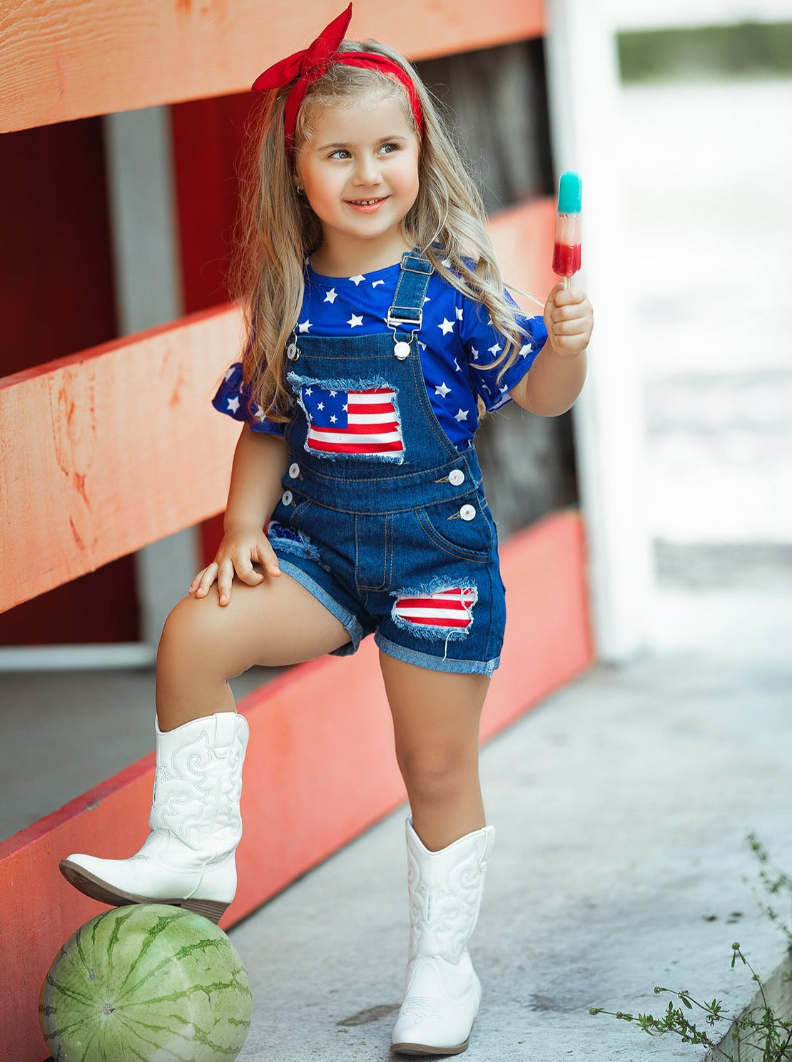 Girls 4th of July Outfits | Sequin Overall Set - Mia Belle Girls