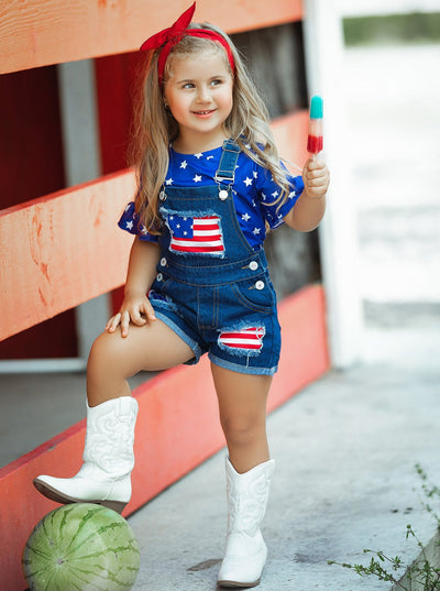 Girls 4th of July Outfits | Sequin Overall Set - Mia Belle Girls