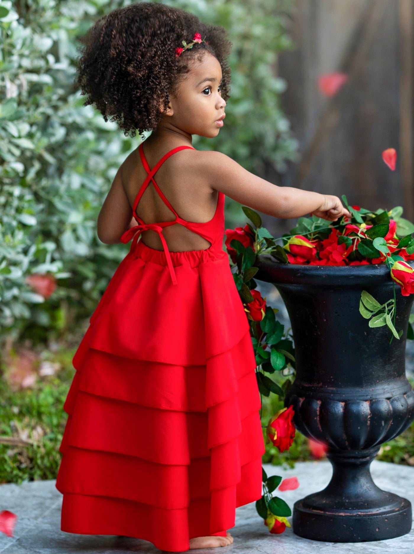 Girls Pretty Petal Tiered Ruffle Dress - Mia Belle Girls