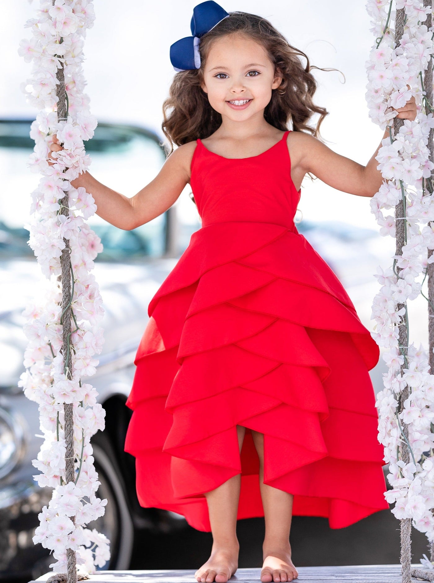 Girls Pretty Petal Tiered Ruffle Dress - Mia Belle Girls