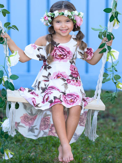 Girls Feeling Flowerful Sleeveless Hi Lo Dress
