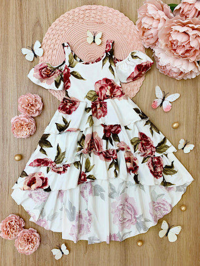 Girls Feeling Flowerful Sleeveless Hi Lo Dress