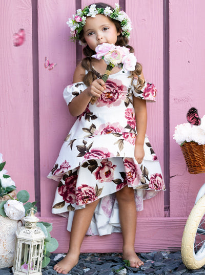 Girls Feeling Flowerful Sleeveless Hi Lo Dress
