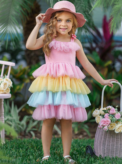 Cute Spring Toddler Outfits | Sleeveless Pastel Tulle Palette Dress