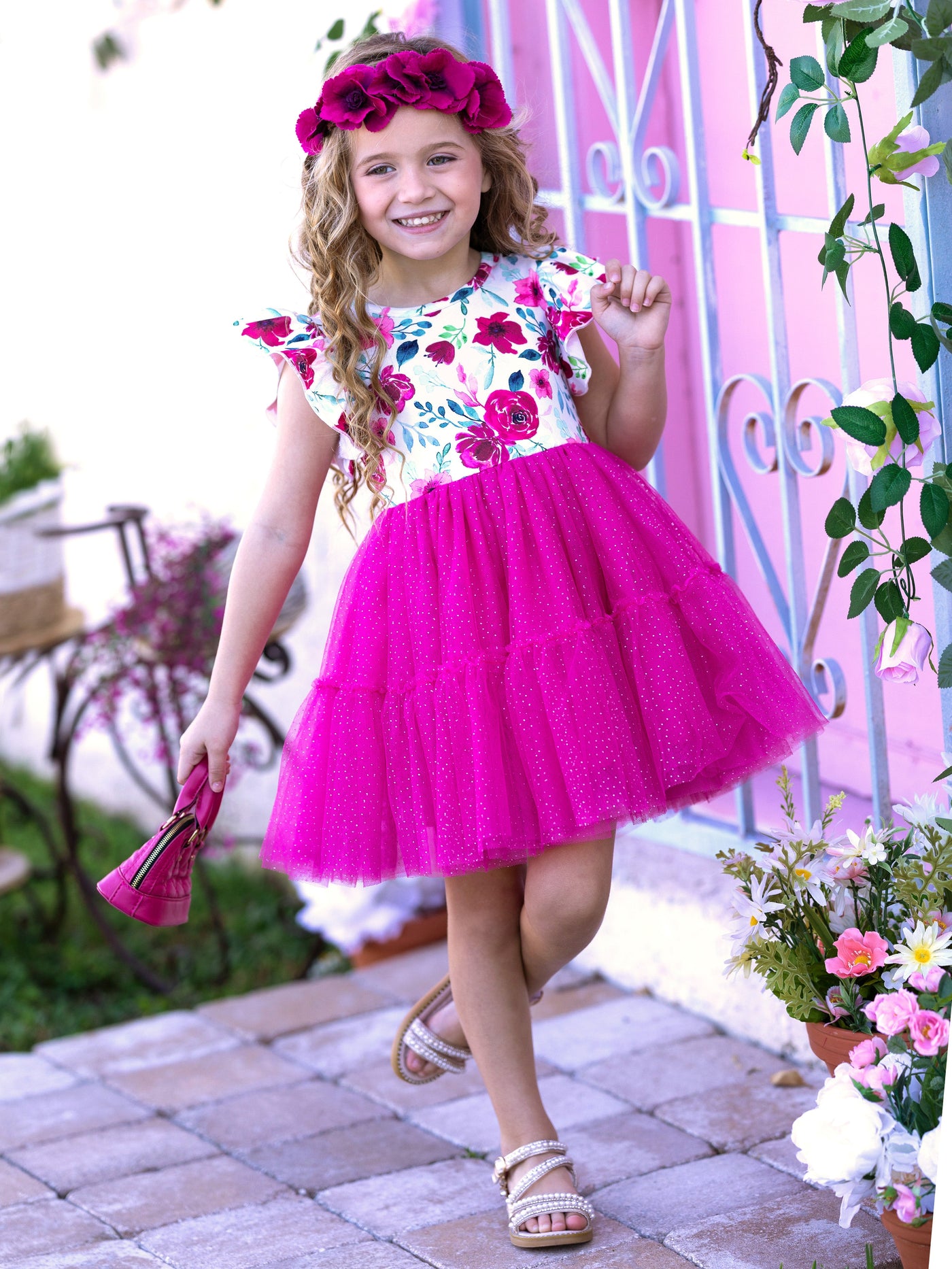 Cute Spring Toddler Outfits | Girls Ruffle Sleeve Floral Tutu Dress