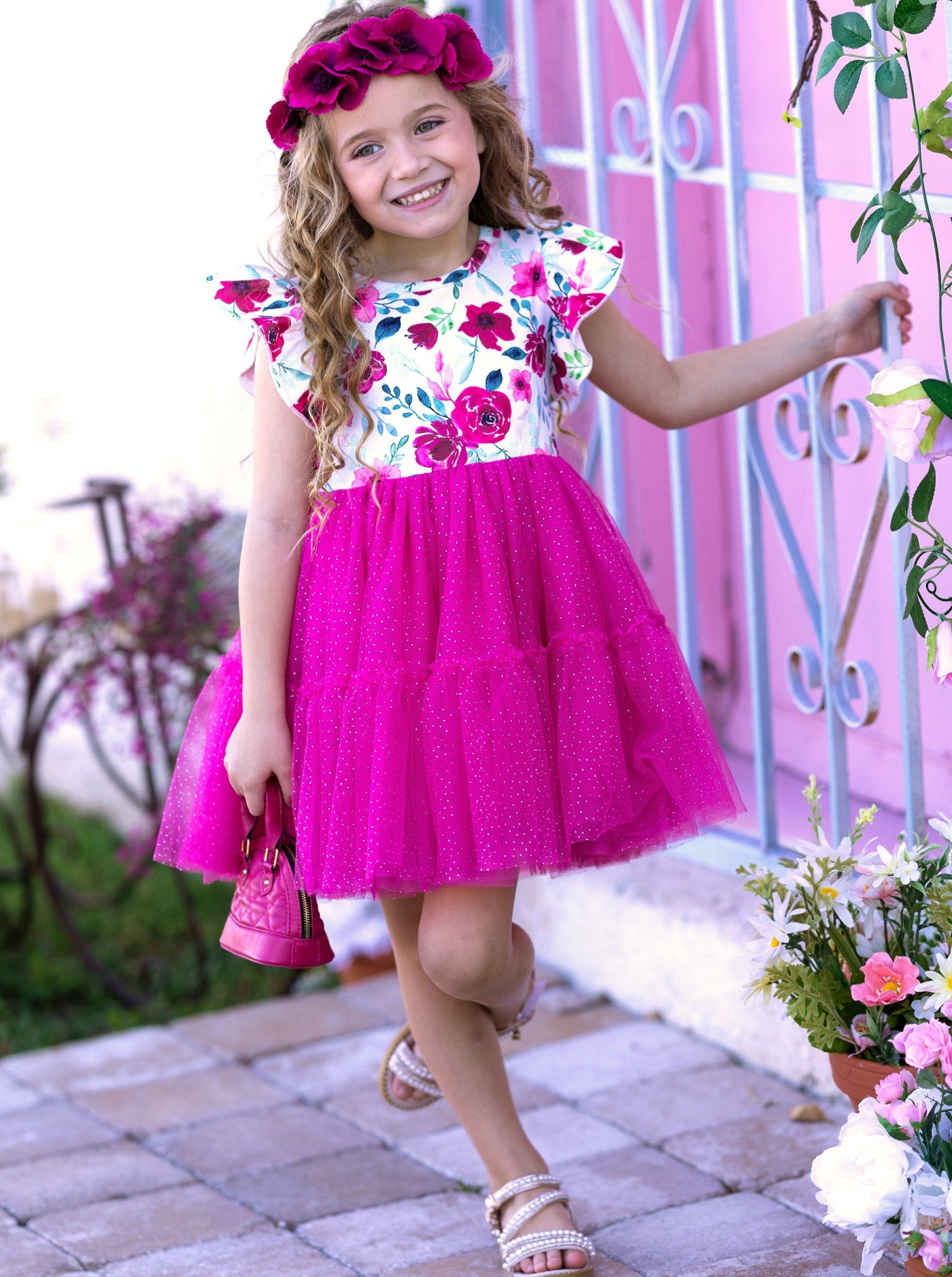 Cute Spring Toddler Outfits | Girls Ruffle Sleeve Floral Tutu Dress