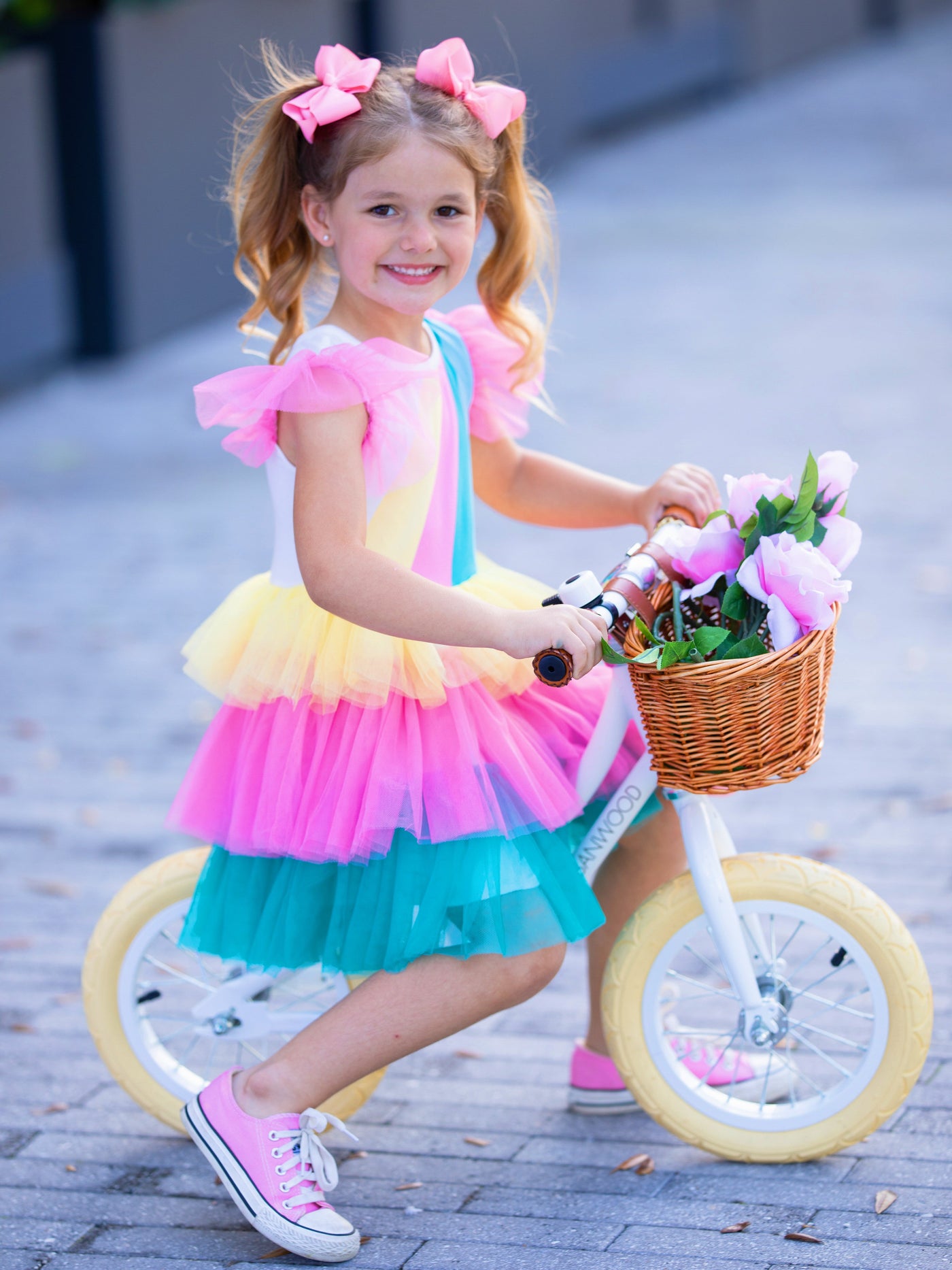 Spring Toddler Outfits | Girls Sleeveless Rainbow Ruffle Tulle Dress
