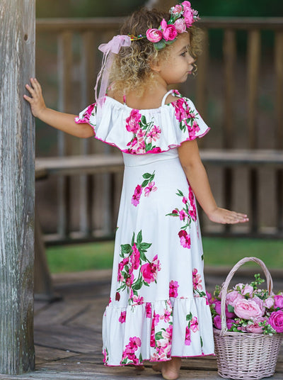 Toddler Spring Clothes | Girls Floral Cold Shoulder Hi-Lo Sundress