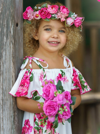 Toddler Spring Clothes | Girls Floral Cold Shoulder Hi-Lo Sundress