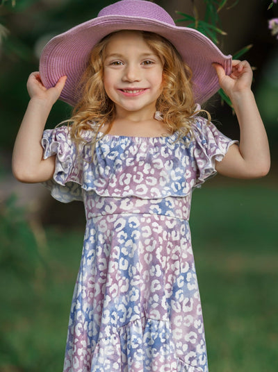 Toddler Spring Dresses | Pastel Leopard Cold Shoulder Maxi Sundress