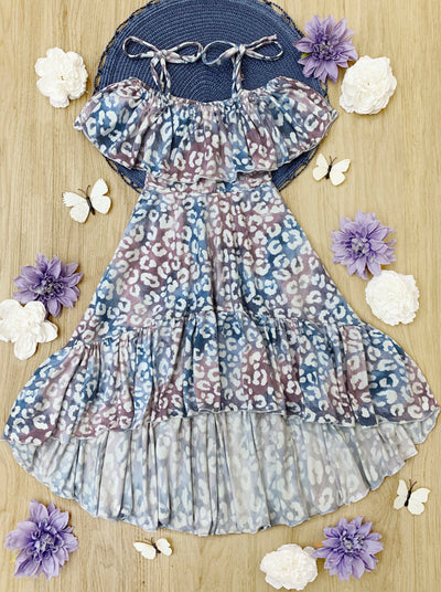 Toddler Spring Dresses | Pastel Leopard Cold Shoulder Maxi Sundress