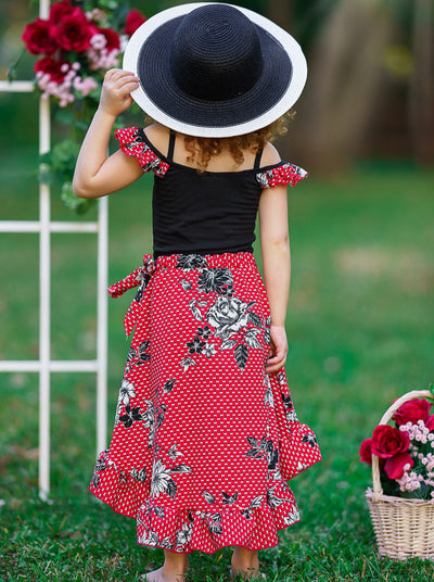 Toddler Spring Dresses | Girls Polka Dot Floral Smocked Wrap Dress 