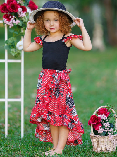 Toddler Spring Dresses | Girls Polka Dot Floral Smocked Wrap Dress 