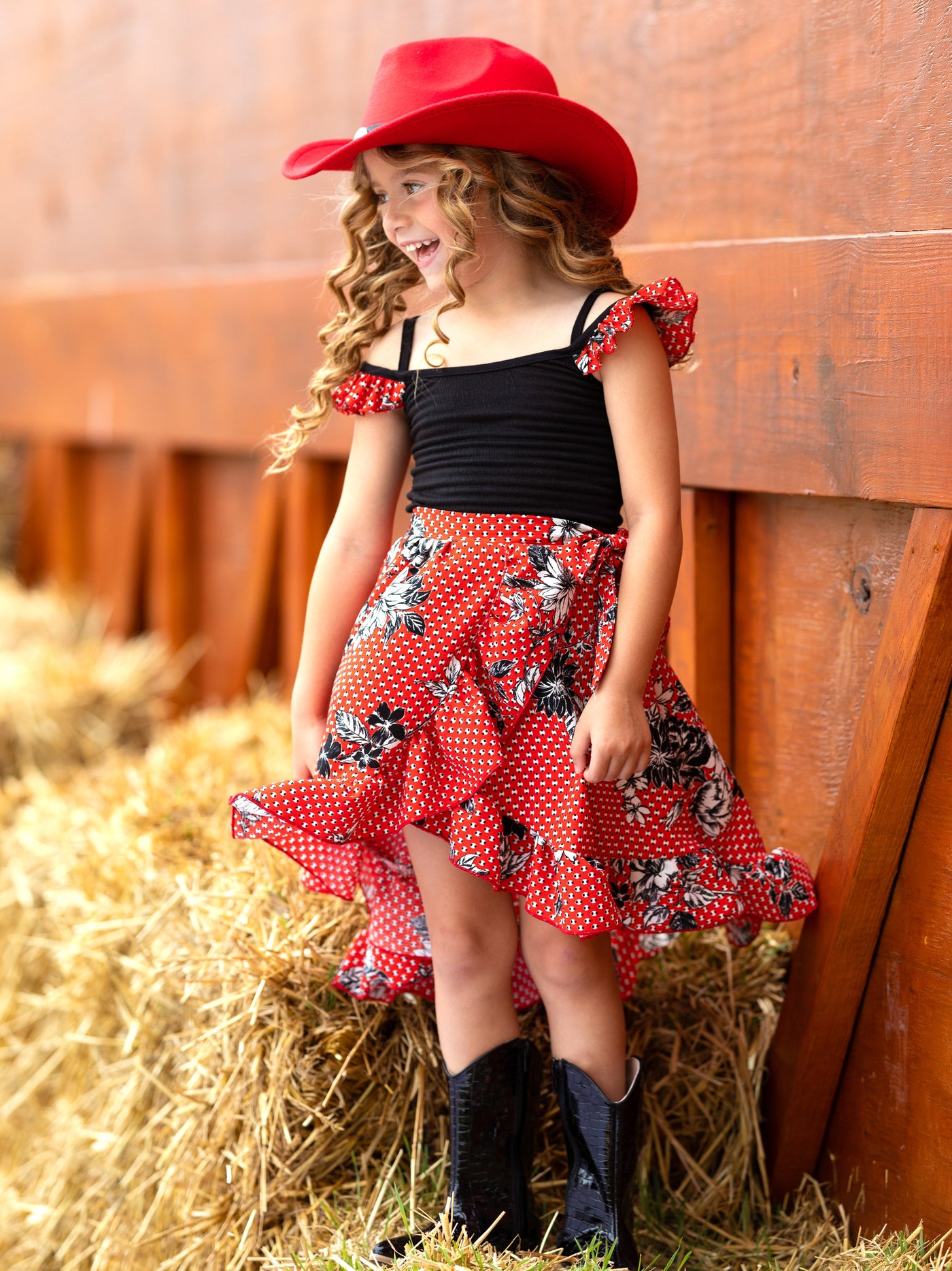 Toddler Spring Dresses | Girls Polka Dot Floral Smocked Wrap Dress 
