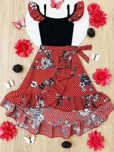 Toddler Spring Dresses | Girls Polka Dot Floral Smocked Wrap Dress 