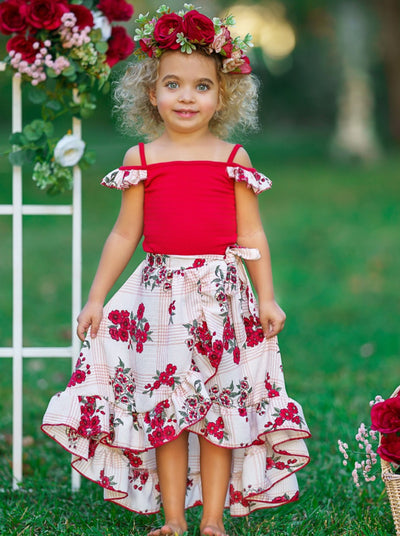 Toddler Spring Dresses | Little Girls Plaid Floral Smocked Wrap Dress 