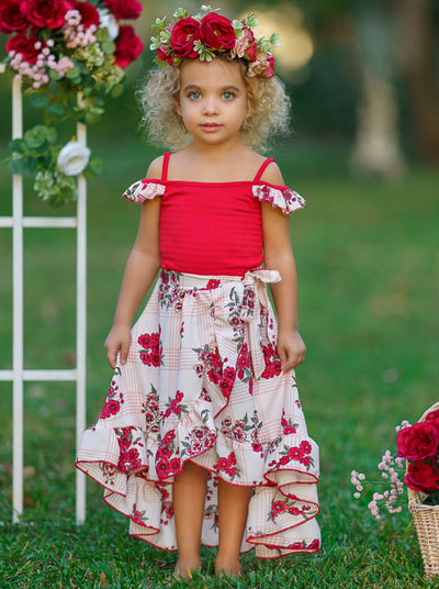 Toddler Spring Dresses | Little Girls Plaid Floral Smocked Wrap Dress 