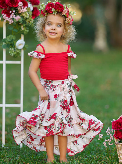 Toddler Spring Dresses | Little Girls Plaid Floral Smocked Wrap Dress 