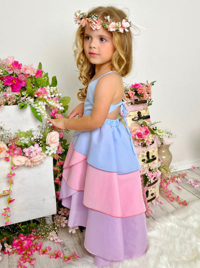 Toddler Spring Outfits | Girls Sleeveless Cotton Candy Tiered Dress