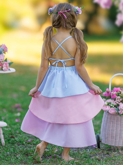 Toddler Spring Outfits | Girls Sleeveless Cotton Candy Tiered Dress