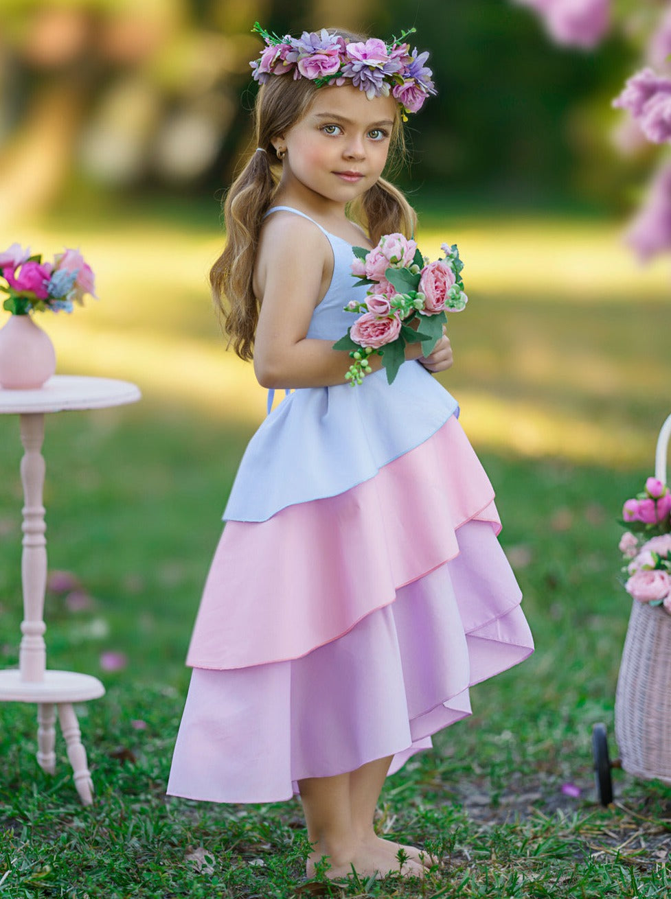 Toddler Spring Outfits | Girls Sleeveless Cotton Candy Tiered Dress