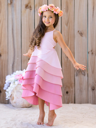 Toddler Spring Outfits | Girls Sleeveless Bubblegum Tiered Dress