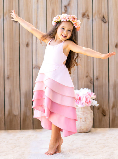 Toddler Spring Outfits | Girls Sleeveless Bubblegum Tiered Dress