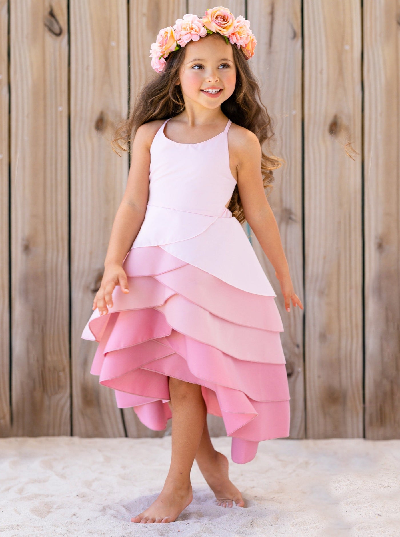 Toddler Spring Outfits | Girls Sleeveless Bubblegum Tiered Dress