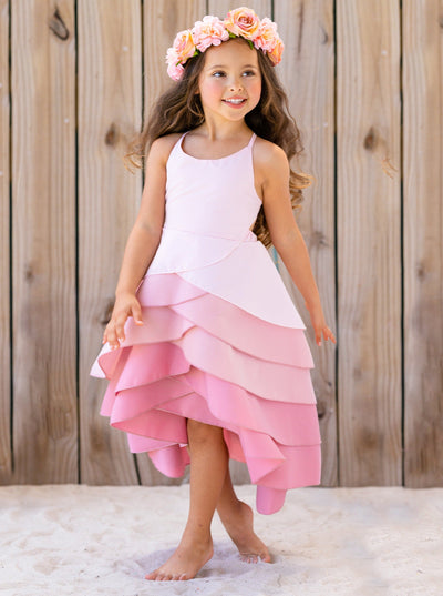 Toddler Spring Outfits | Girls Sleeveless Bubblegum Tiered Dress