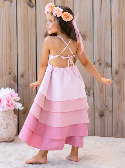 Toddler Spring Outfits | Girls Sleeveless Bubblegum Tiered Dress